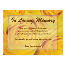 "In loving memory" condolence memorial death Post Card