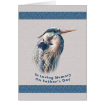 In Memory Father’s Day Card with Great Blue Heron