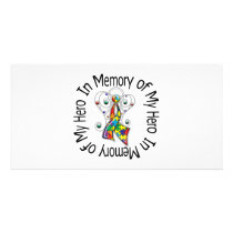 In Memory of My Hero Autism Angel Wings Custom Photo Card