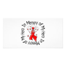 In Memory of My Hero Blood Cancer Angel Wings Customized Photo Card