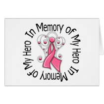 In Memory of My Hero Breast Cancer Angel Wings Card
