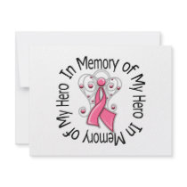 In Memory of My Hero Breast Cancer Angel Wings Custom Invitation
