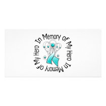 In Memory of My Hero Cervical Cancer Angel Wings Photo Card Template