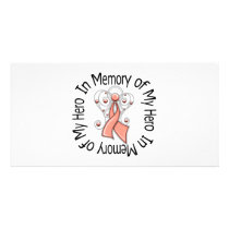 In Memory of My Hero Endometrial Cancer Angel Wing Personalized Photo Card
