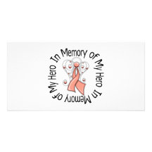 In Memory of My Hero Endometrial Cancer Angel Wing Personalized Photo Card