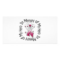 In Memory of My Hero Head Neck Cancer Angel Wings Photo Greeting Card