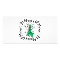 In Memory of My Hero Liver Cancer Angel Wings Personalized Photo Card