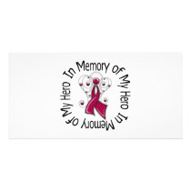 In Memory of My Hero Multiple Myeloma Angel Wings Personalized Photo Card