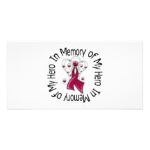 In Memory of My Hero Multiple Myeloma Angel Wings Personalized Photo Card