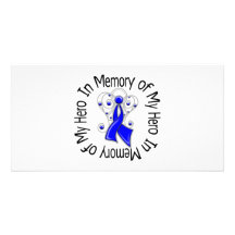 In Memory of My Hero Rectal Cancer Angel Wings Photo Card