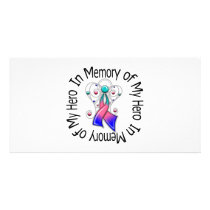 In Memory of My Hero Thyroid Cancer Angel Wings Personalized Photo Card