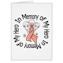 In Memory of My Hero Uterine Cancer Angel Wings Card