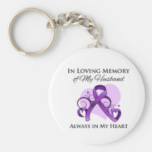 In Memory of My Husband - Pancreatic Cancer Keychain