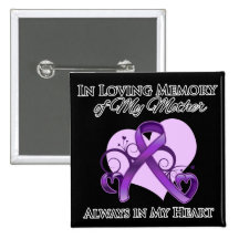 In Memory of My Mother - Pancreatic Cancer Pinback Button