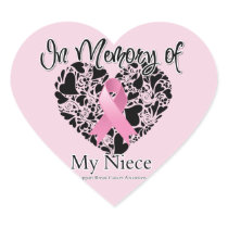 In Memory of My Niece - Breast Cancer Awareness Heart Stickers