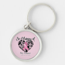 In Memory of My Partner - Breast Cancer Tribute Keychain
