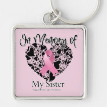In Memory of My Sister - Breast Cancer Tribute Keychains