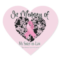 In Memory of My Sister-in-Law - Breast Cancer Heart Sticker