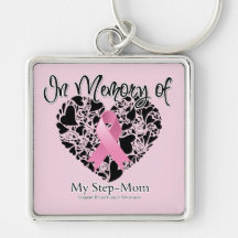 In Memory of My Step-Mom - Breast Cancer Tribute Keychain