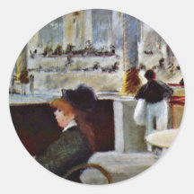 In The Café By Manet Edouard Round Stickers
