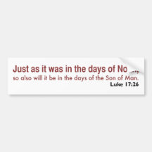 In the Days of Noah (white, version 1) Bumper Stickers