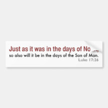 In the Days of Noah (white, version 2) Bumper Stickers