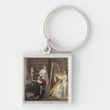 In the Drawing Room (w/c on paper) Key Chain