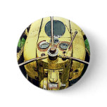 In the Driver's Seat of an Antique Yellow Tractor buttons