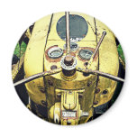 In the Driver's Seat of an Antique Yellow Tractor magnets