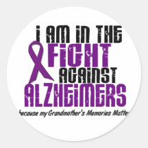 In The Fight Against Alzheimer's GRANDMOTHER Round Stickers