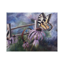 In the Garden Butterfly Wrapped Canvas Print