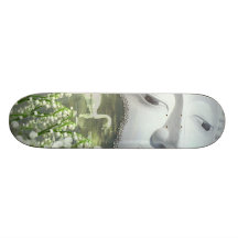 In the Garden - Quan Yin & Flowers Custom Skate Board