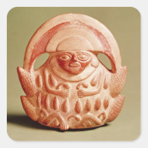Inca agricultural deity wearing a moon headdress square sticker