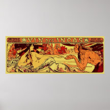 Inca wine Alphonse Mucha remake horizontal Print