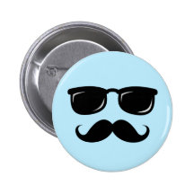 Incognito blue button with moustache and sunglasse