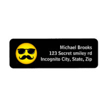 Incognito yellow moustache smiley address labels