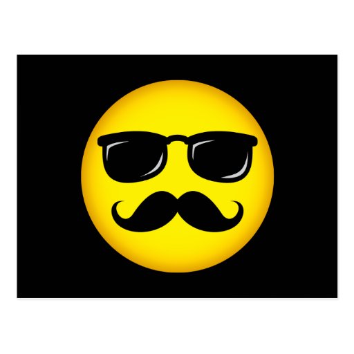 Incognito yellow moustache smiley postcard