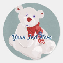 Independence Bear Round Stickers
