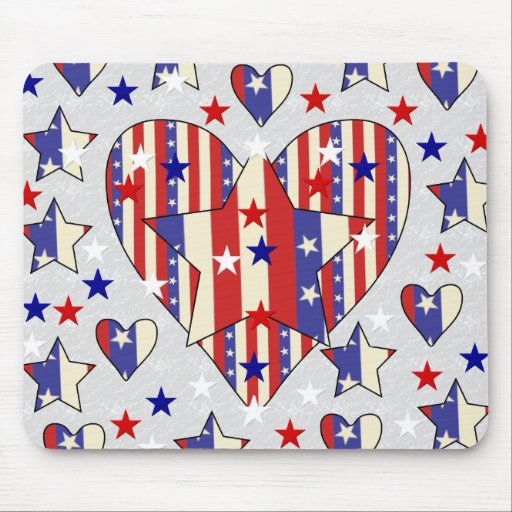 Independence Day Hearts Mouse Pads