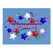 Independence Day Stars and Confetti Postcard