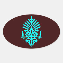India Block Print Oval Stickers
