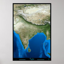 India from space satellite poster