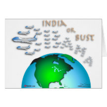India or Bust 2 Greeting Cards