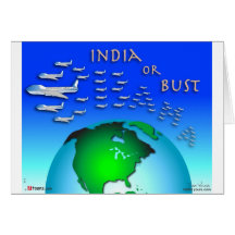 India or Bust Greeting Cards