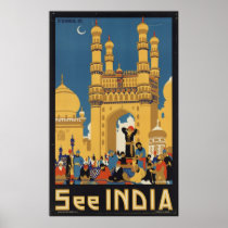 India Vintage Travel Poster Ad Retro Prints