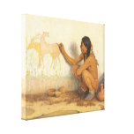 Indian Artist by Couse, Vintage Native American Stretched Canvas Print
