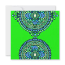 Indian Blue & Aqua Discs Wedding Invitation