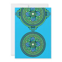 Indian Blue & Aqua Discs Wedding Invitation