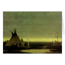 Indian Camp at Dawn by Jules Tavernier Cards