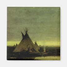 Indian Camp at Dawn by Jules Tavernier Fridge Magnet